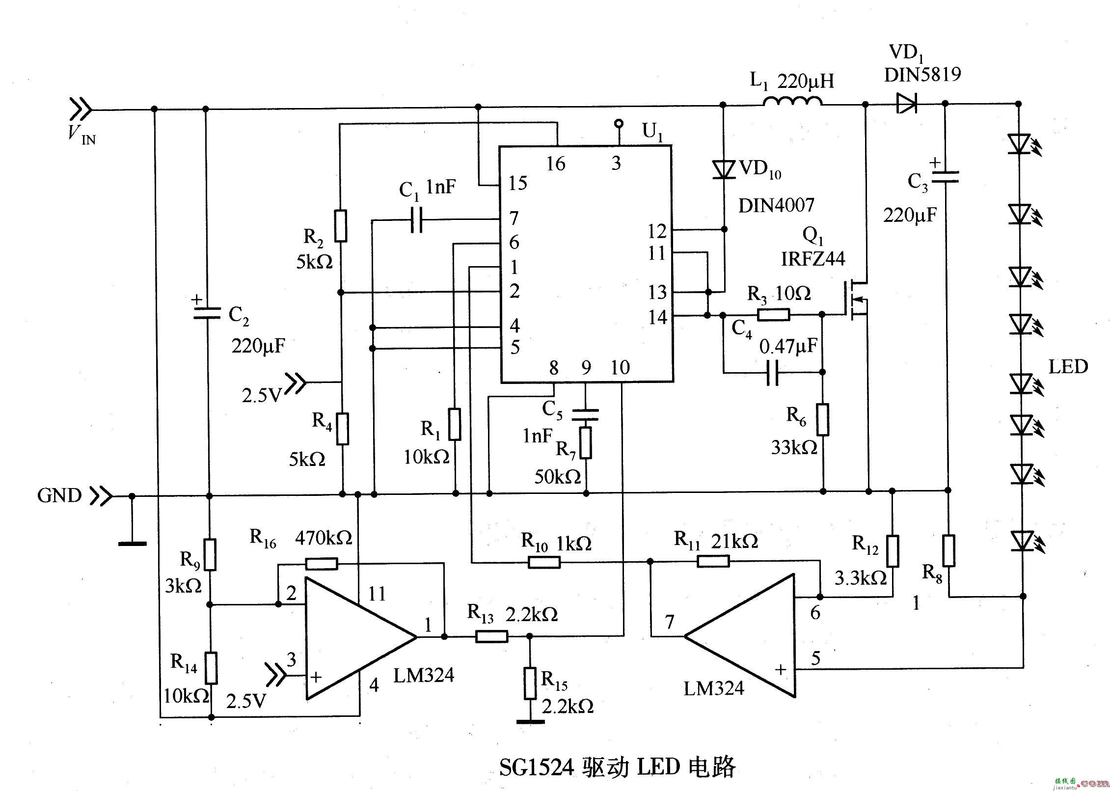 SG1524驱动LED电路  第1张