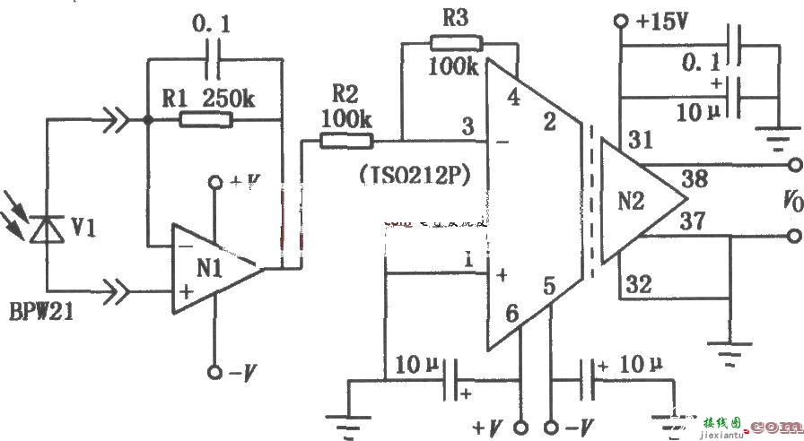 由ISO212P组成的光电二极管隔离放大电路图  第1张