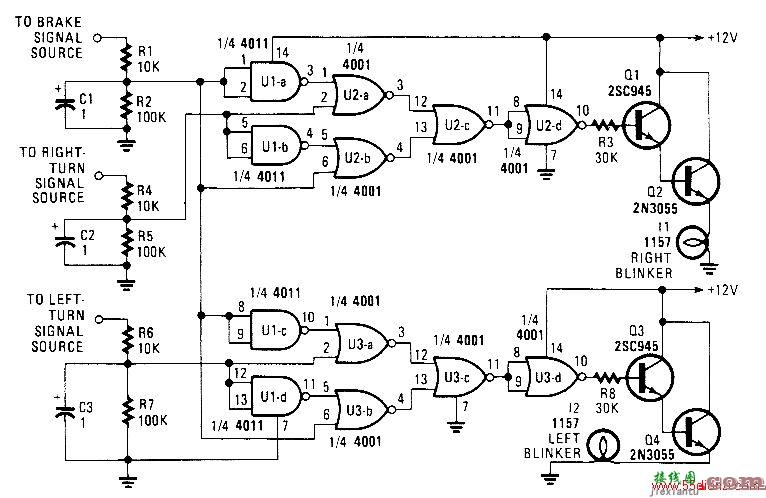 刹车和转弯信号灯电路  第1张