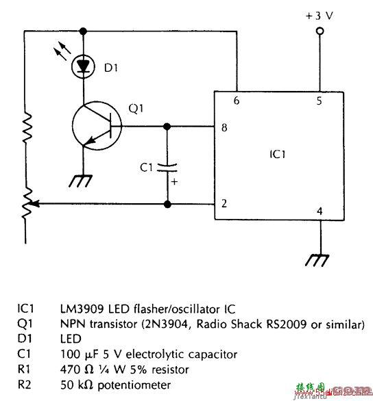 变频大功率LED闪光器电路图  第1张