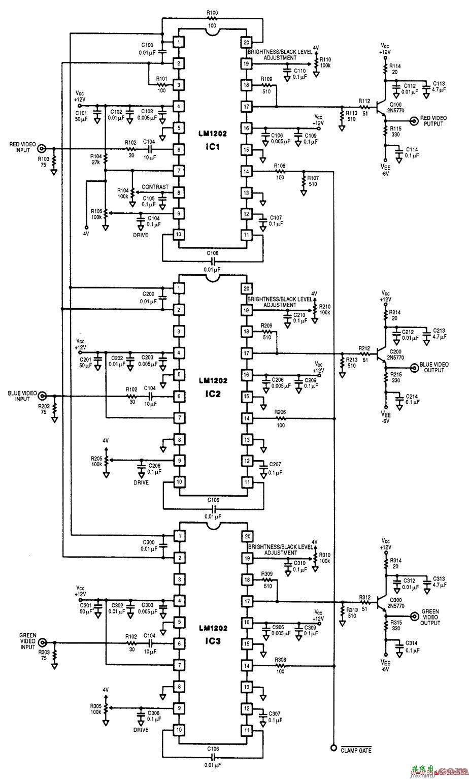 红绿蓝视频放大器电路  第1张