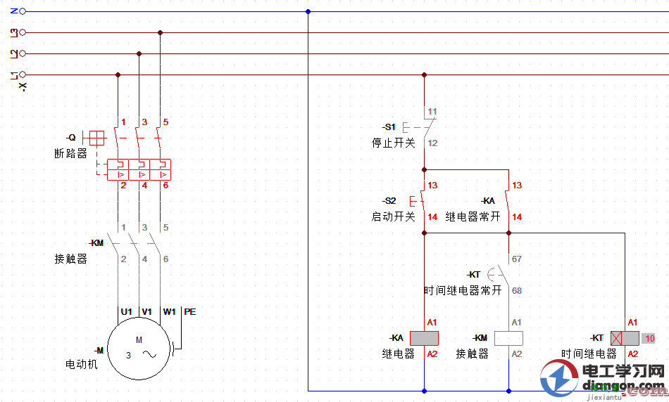 电动机延时启动的两种接线方法原理图解  第2张