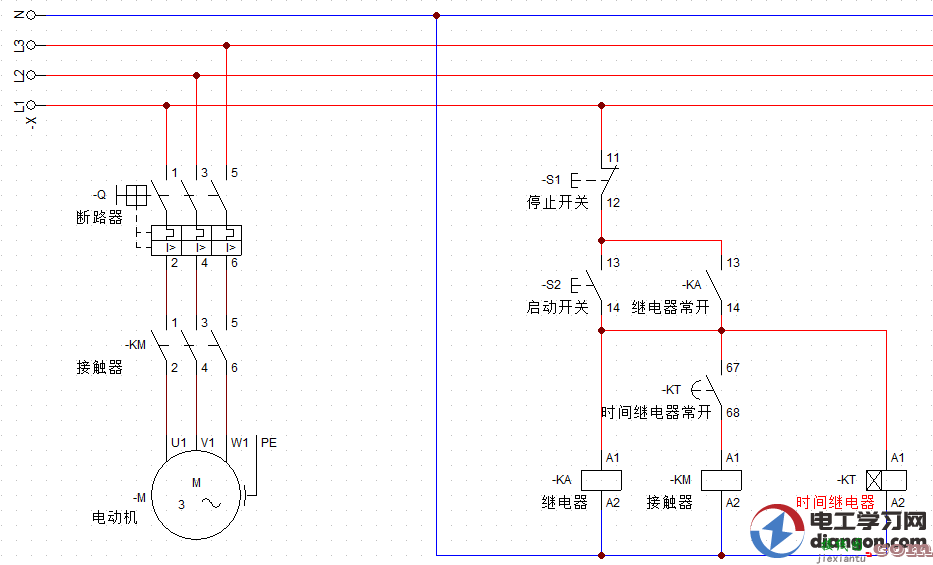 电动机延时启动的两种接线方法原理图解  第1张