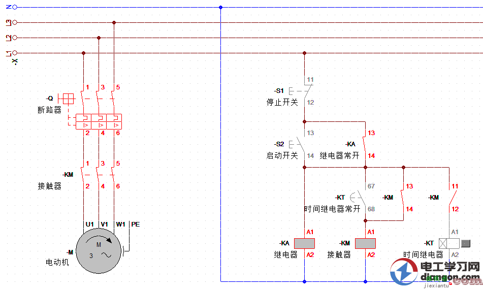 电动机延时启动的两种接线方法原理图解  第5张