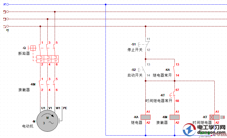 电动机延时启动的两种接线方法原理图解  第3张