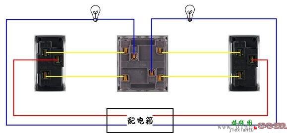 双联双控开关接线图_双联双控开关布线接线方法图解图示图例  第2张