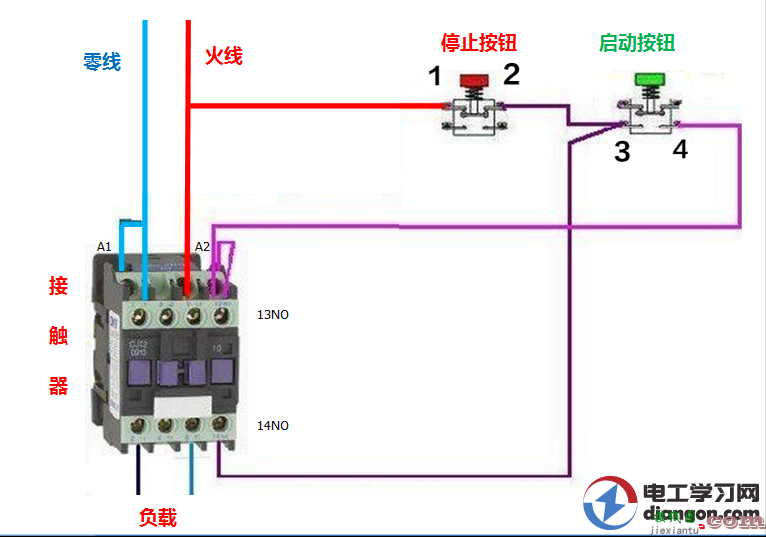 一文详解交流接触器自锁电路实物接线图  第1张