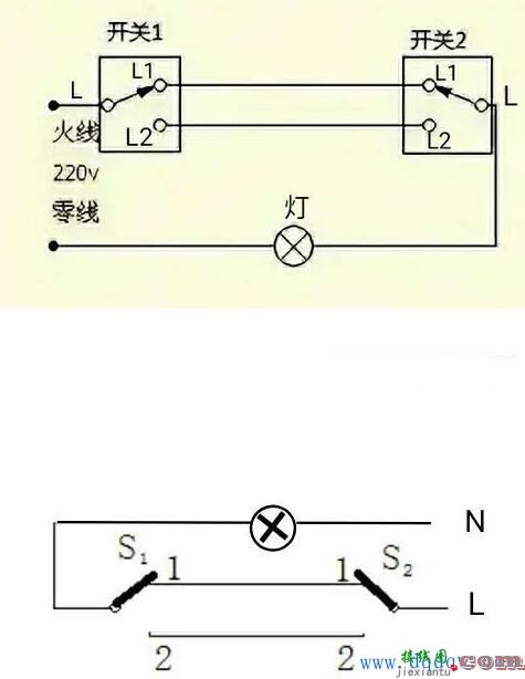 一个灯两个开关控制怎么接线?2个开关控制1个灯实物接线图图解  第5张