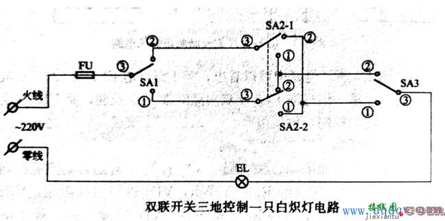 三个开关控制一个灯怎么买开关？一个灯三个开关控制怎么接线图解  第1张