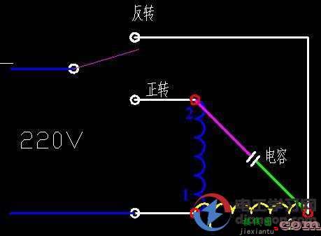 220V单相电机正反转怎么接线？单相电机开关正反转接线图  第2张