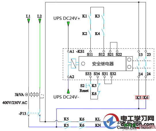 安全继电器在水泥厂低压进线柜实物接线图  第3张