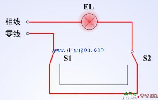 两个开关控制一盏灯怎么接线图解  第1张