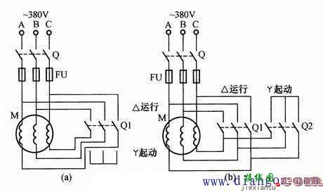 手动星形三角形降压启动电路接线图原理讲解  第1张