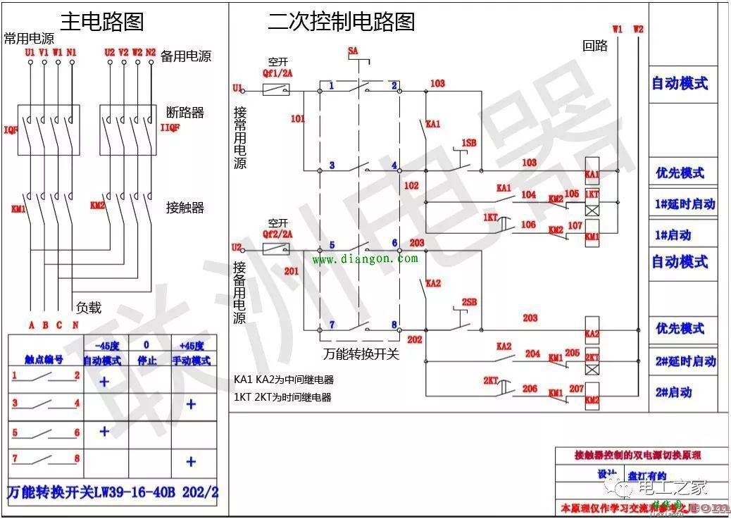 接触器双电源转换接线图  第1张