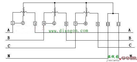 不带互感器三相电表接线图  第1张