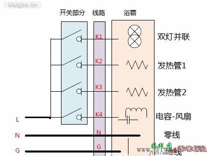 浴霸安装怎么接线?浴霸开关怎么接线?浴霸安装接线图解  第3张