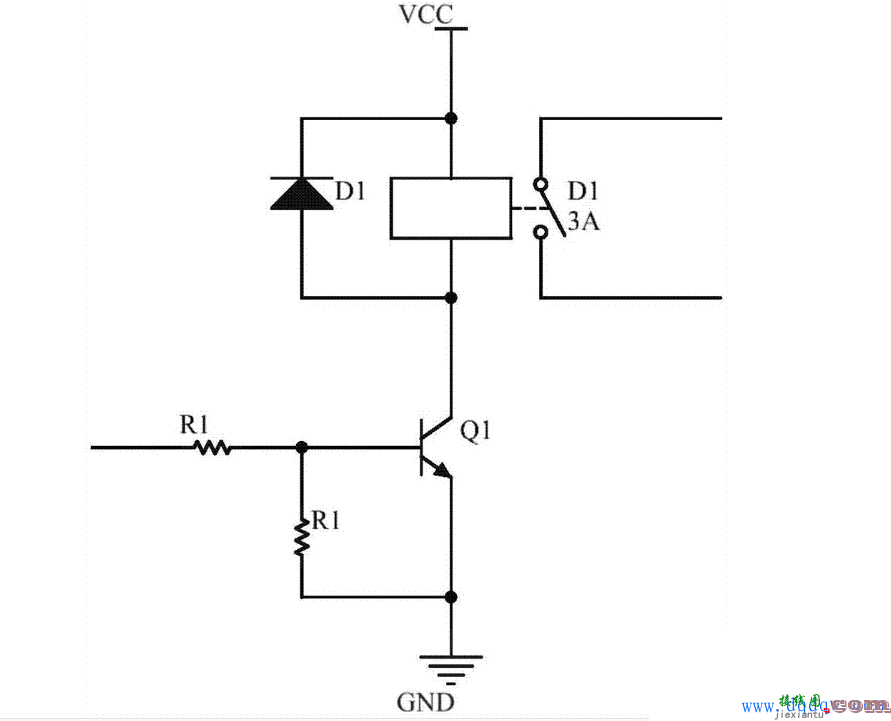 NPN三极管驱动继电器电路图原理  第1张