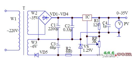可调稳压电源电路图  第1张