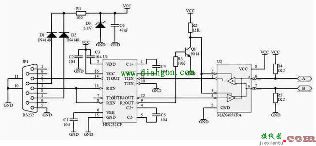 rs232转rs485电路图  第1张