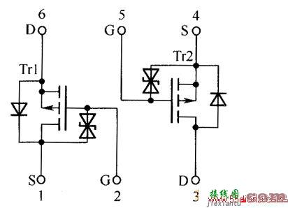 场效应晶体管US6J2内部电路图  第1张