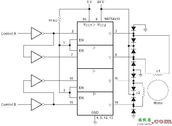 SN754410电机驱动器电路图  第1张