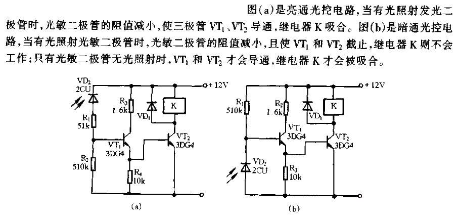 光敏二极管光控典型电路  第1张