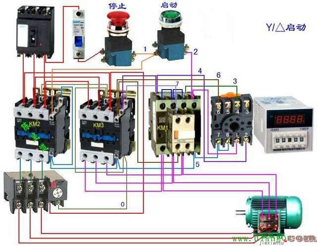 电机星三角降压启动六根线怎么接  第1张
