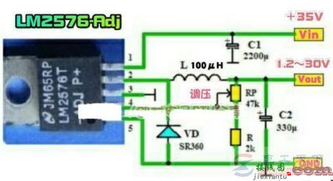 使用LM2576制作1.2～30V可调稳压电源电路  第1张