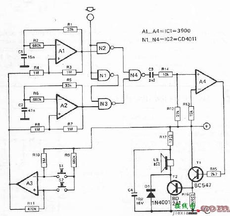 带声音指示的逻辑测试仪  第1张