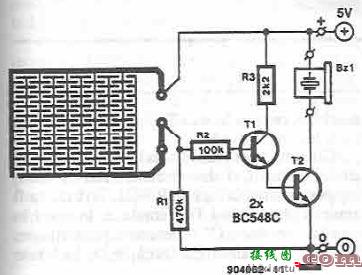 使用晶体管的液体检测器电子项目电路图  第1张