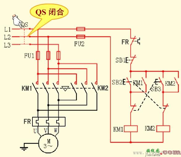 按钮联锁正反转控制电路线路原理图解  第2张