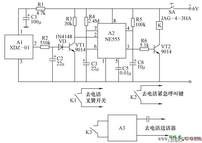 家庭被盗电话自动报警电路图原理讲解  第1张
