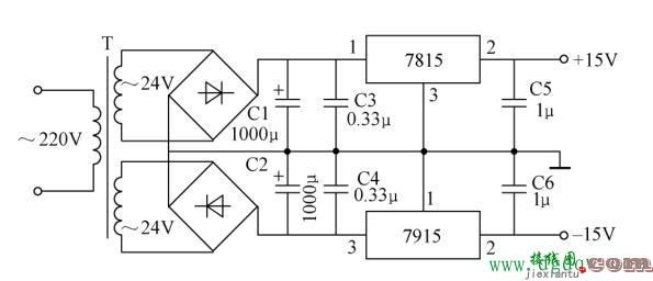 正负稳压电源电路原理  第1张