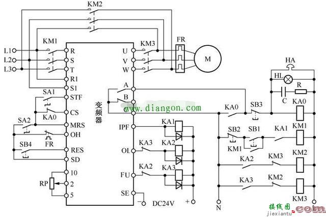 变频器工频与变频切换的电路与参数设置  第2张