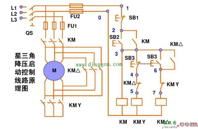 三相异步电动机星三角+正反转电路图原理  第1张