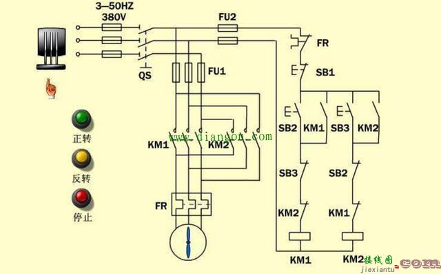 三相异步电动机星三角+正反转电路图原理  第3张
