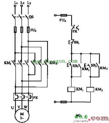 三相异步电动机正反转控制电路的原理图和动作原理  第1张