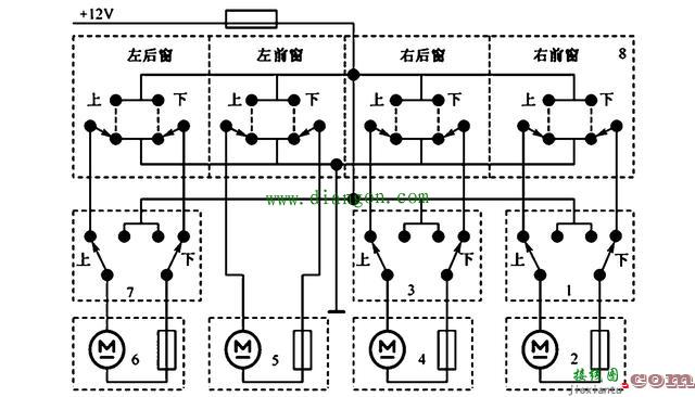 汽车电动车窗的组成和电路图工作原理图解  第1张