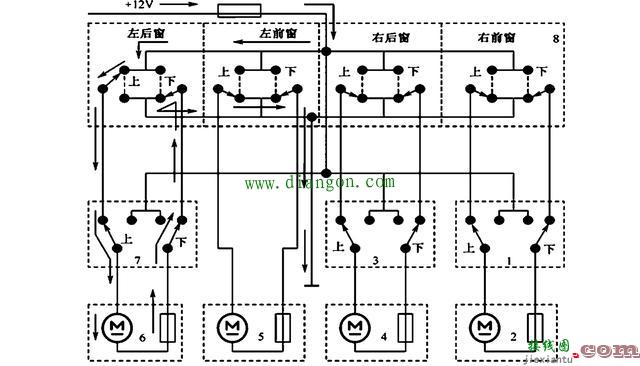 汽车电动车窗的组成和电路图工作原理图解  第2张