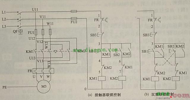 电机正反转单联锁控制与双重联锁控制电路原理图解  第1张