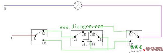 双控开关、多控开关控制一盏灯电路图原理详解  第2张