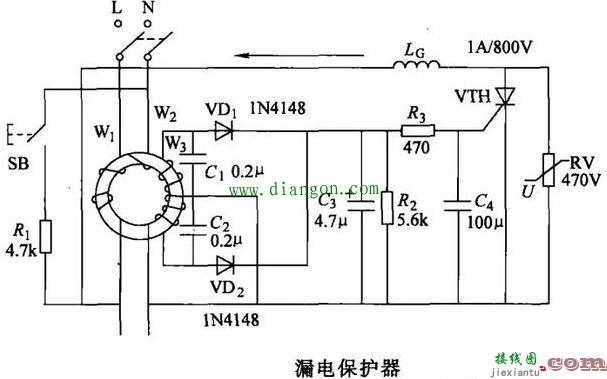 家用漏电保护器过电压保护电路原理图解  第1张