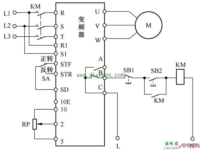 变频器控制电动机正反转电路及参数设置  第1张