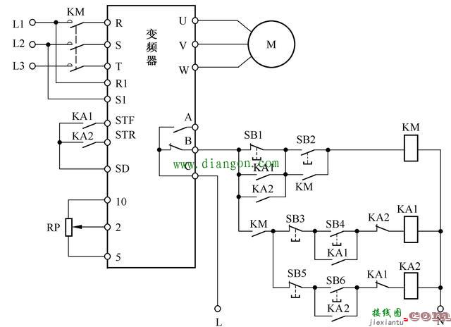 变频器控制电动机正反转电路及参数设置  第2张