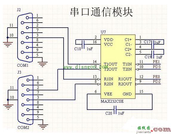 RS-232串行通信电路图  第1张