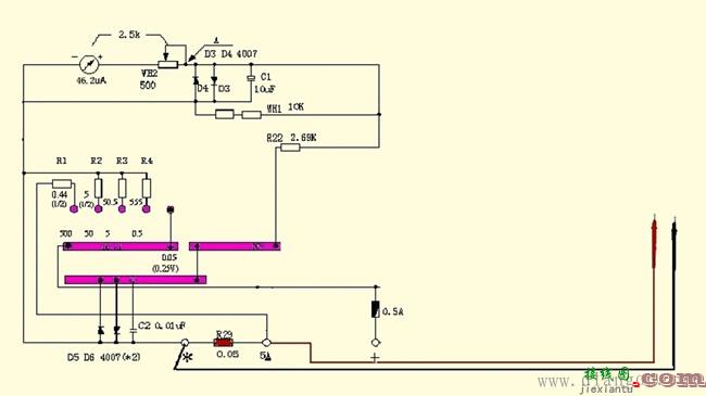 老式南京mf47万用表电路图解析  第3张