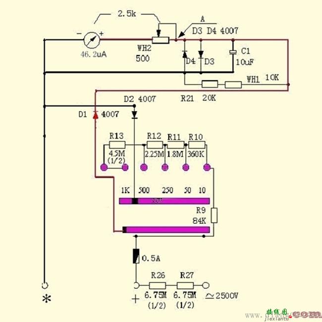 老式南京mf47万用表电路图解析  第5张