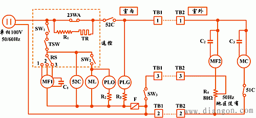 空调器基本控制电路图  第6张