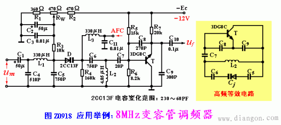 调频电路：变容二极管调频电路  第4张