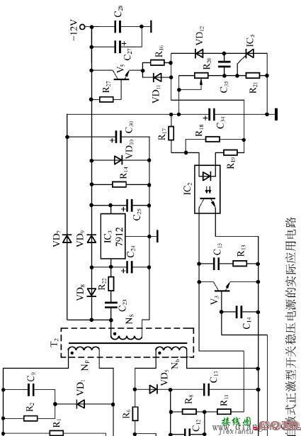 单端自激式正激型开关稳压电源电路  第1张
